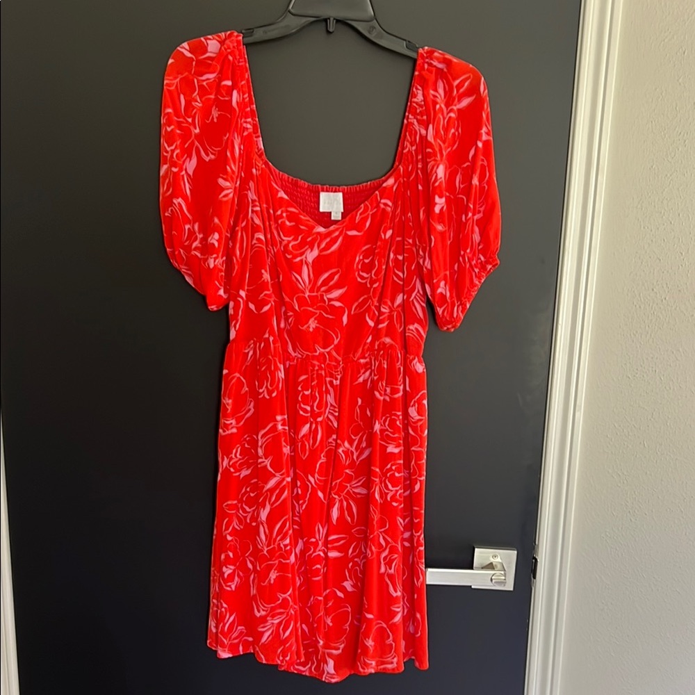 Sugarlips Vibrant Red Floral Mini Dress